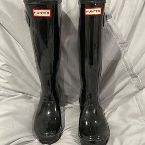 Hunter Boots Tall Black Gloss Size 7